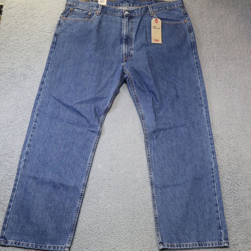 Levis 505 Regular Fit Mens Jeans 46x32 Blue Denim Straight Leg 04505-4891 NWT